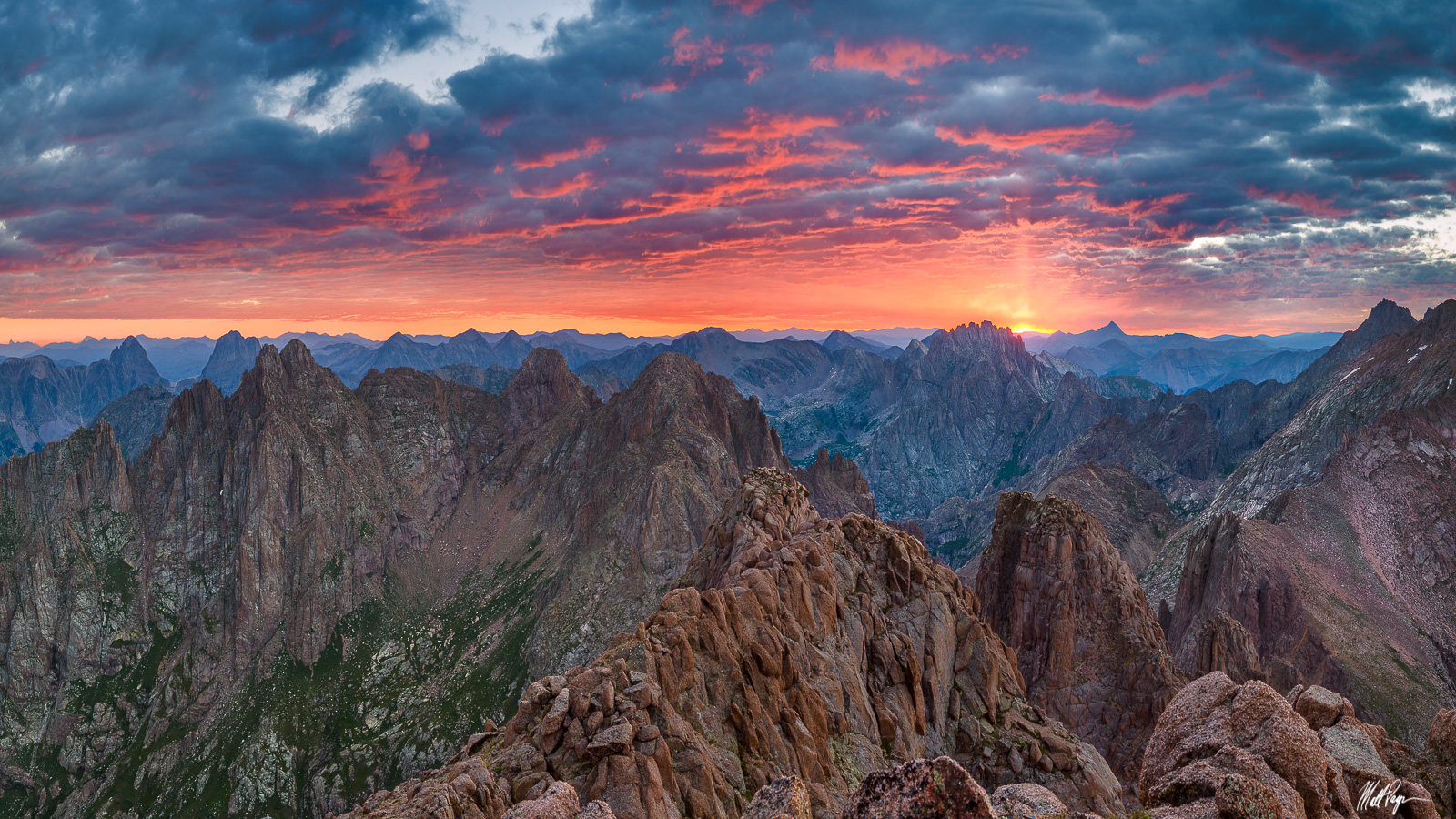 Mountain landscape at sunset